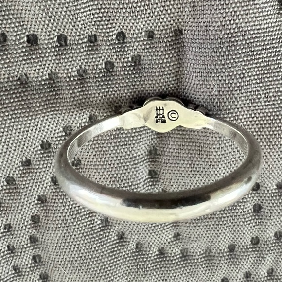 Retired James Avery Ring tiny heart 2 flowers. - Picture 5 of 5